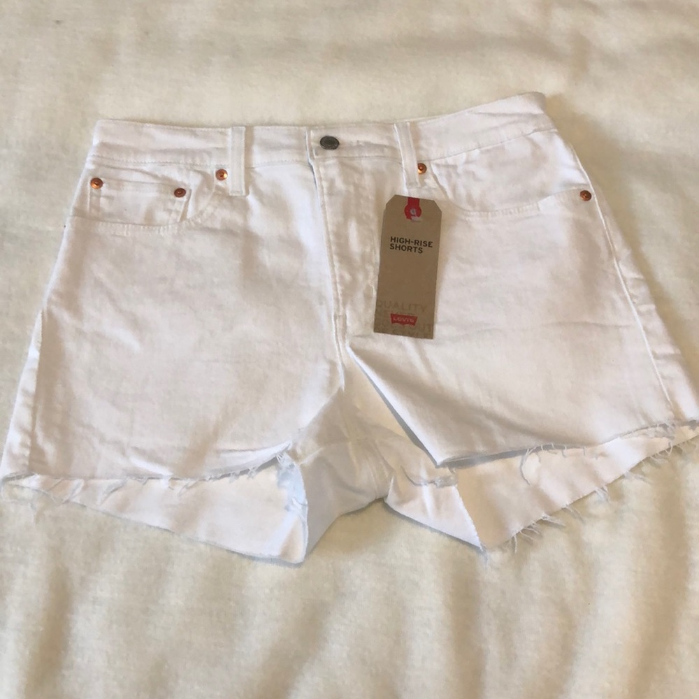 Levi’s High Rise Shorts Stretch White Cotton